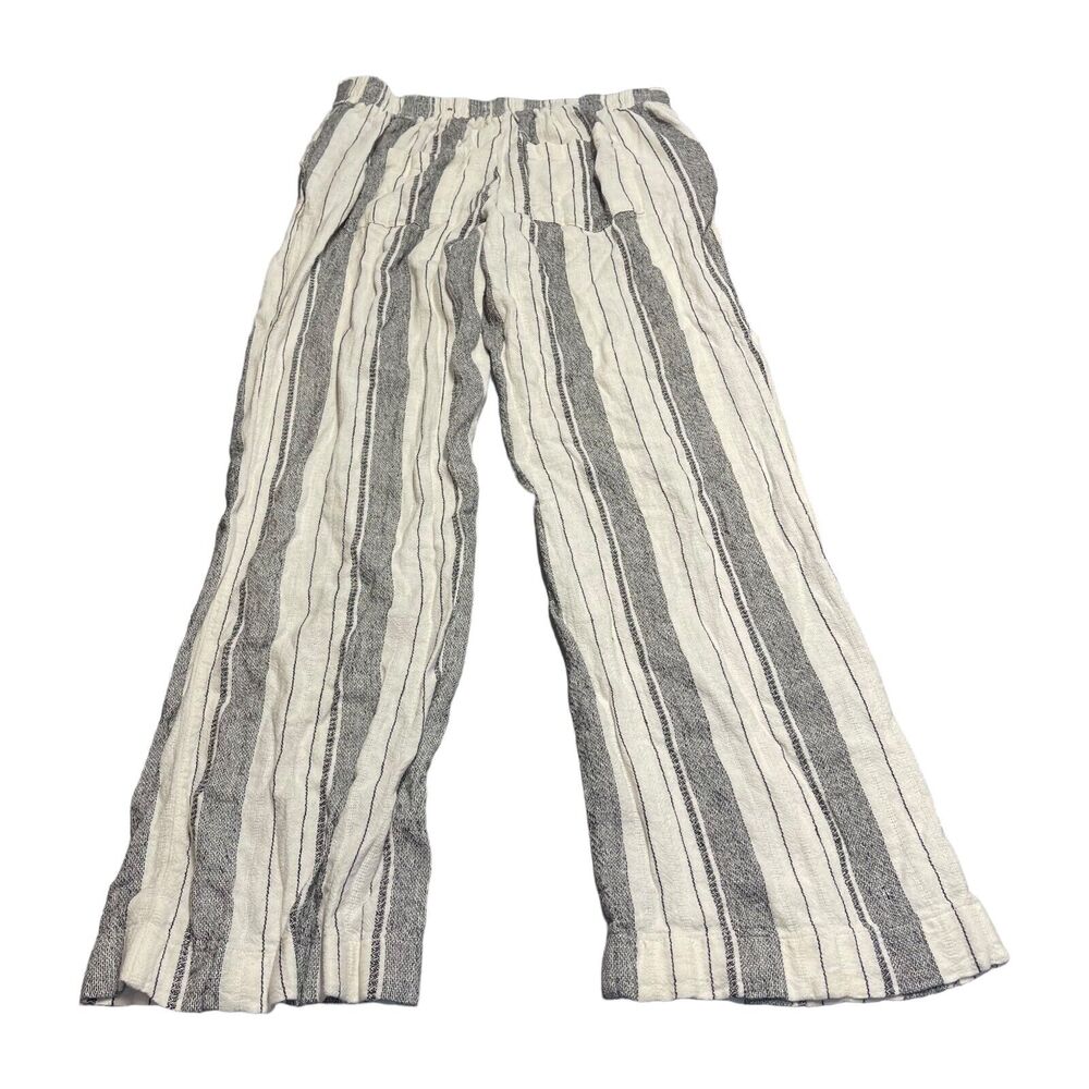 Maurices Wide Leg Pants Women's 28 Gray Ivory Striped Slash Pockets High-Rise - Picture 2 of 7